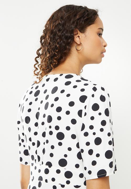 Revenge - Spotted midi dress - white & black