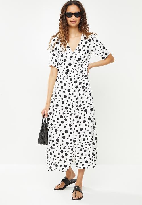 Revenge - Spotted midi dress - white & black