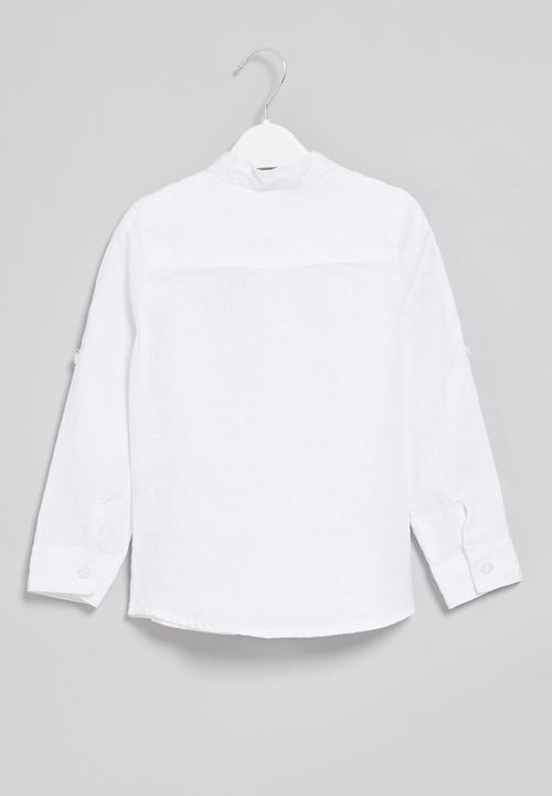 LAB - Boys long sleeve linen shirt - white