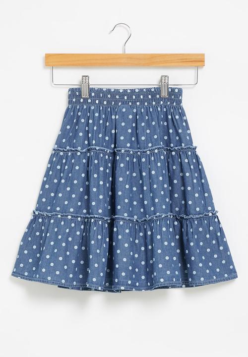 LAB - Girls polka dot denim skirt - blue