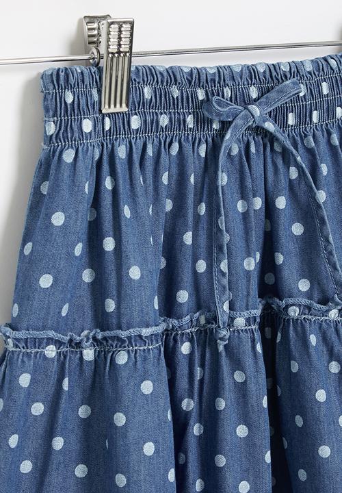 LAB - Girls polka dot denim skirt - blue