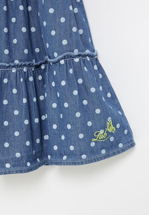 LAB - Girls polka dot denim skirt - blue
