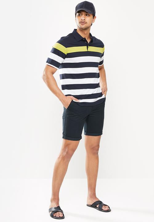Pierre Cardin - Engineered  thick stripe Mercerised Golfer  - navy