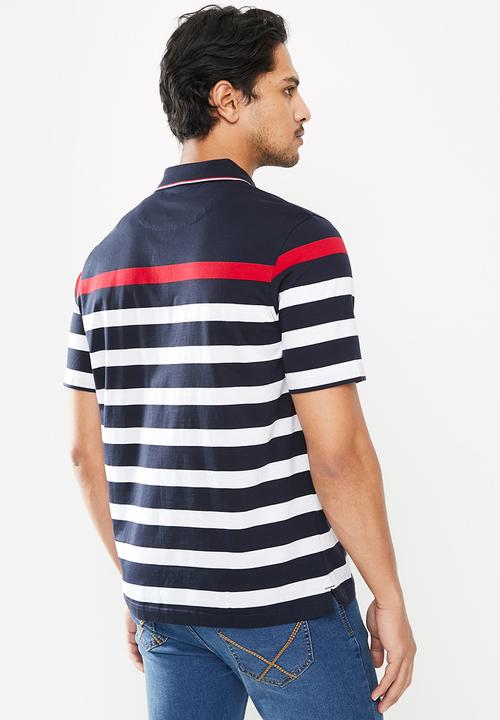Pierre Cardin - Paris stripe Mercerised Golfer - navy