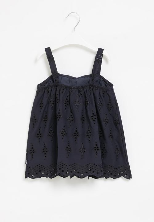 LAB - Girls sleeveless anglaise top - navy