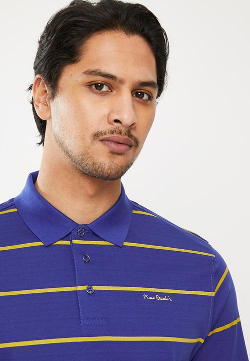 Pierre Cardin - Classic stripe Mercerised Golfer  - blue 