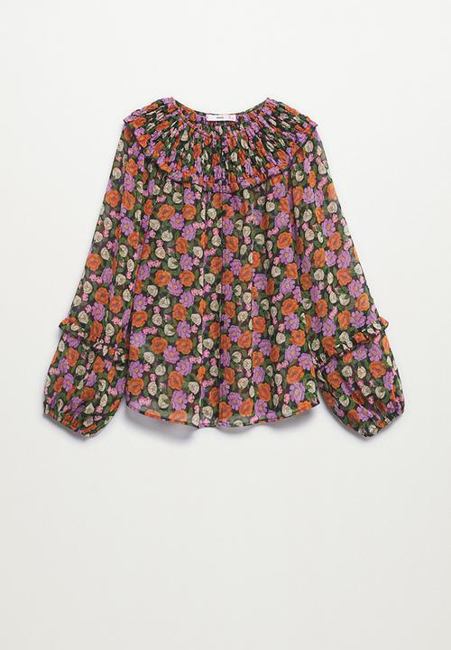 MANGO - Blouse margot - orange & purple 