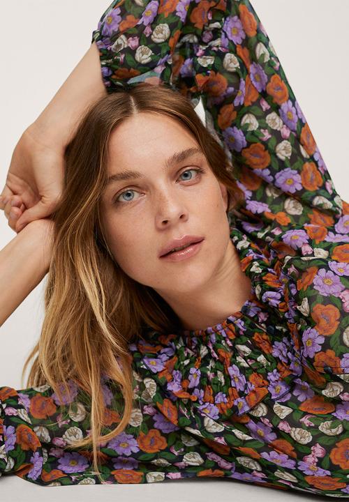 MANGO - Blouse margot - orange & purple 