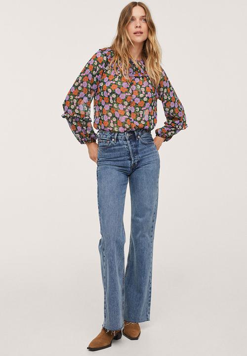 MANGO - Blouse margot - orange & purple 