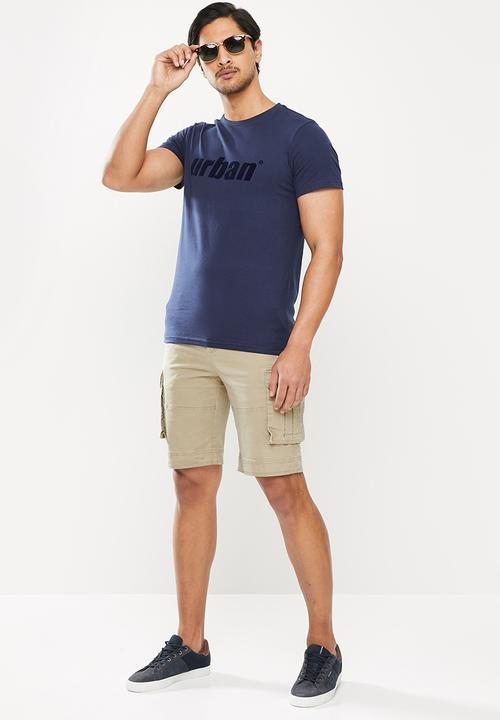 urban° - Urban flock logo short sleeve t-shirt - navy