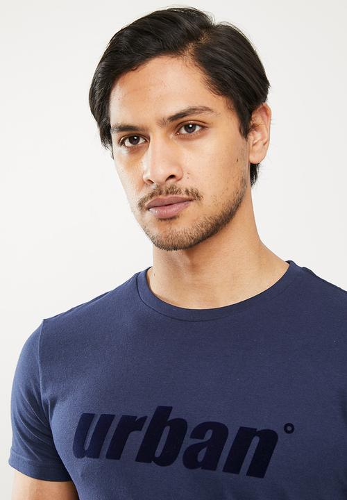 urban° - Urban flock logo short sleeve t-shirt - navy