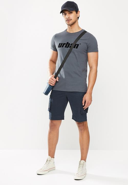 urban° - Urban flock logo short sleeve t-shirt - charcoal