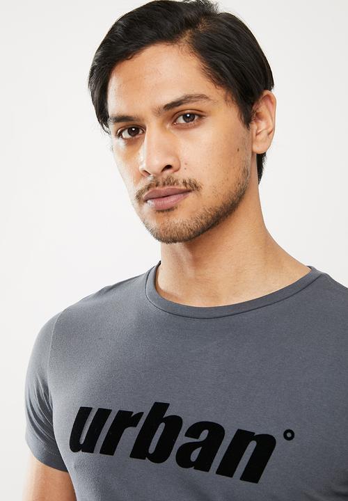 urban° - Urban flock logo short sleeve t-shirt - charcoal