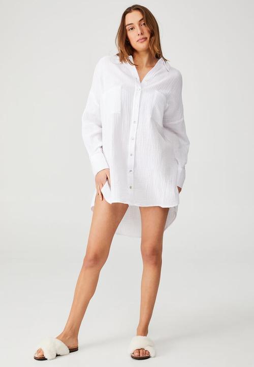 Cotton On - Pre party oversized shirt nightie - white