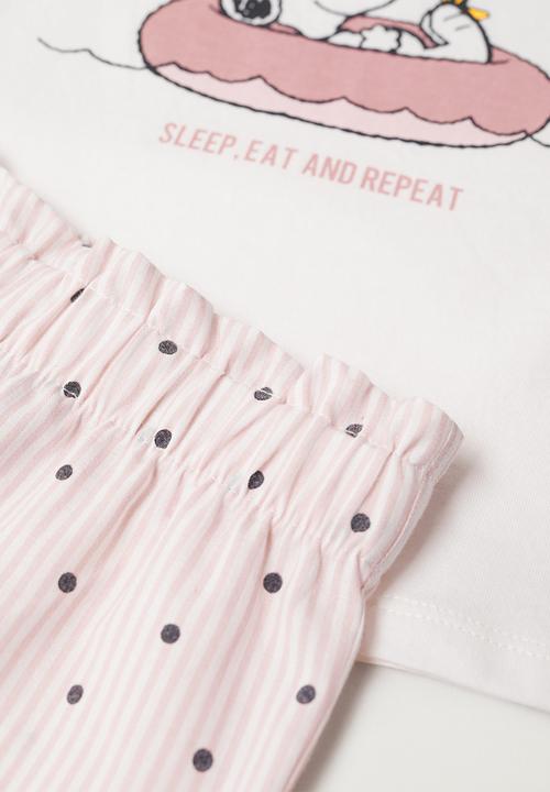 MANGO - Pyjamas snoopyb - white & pink