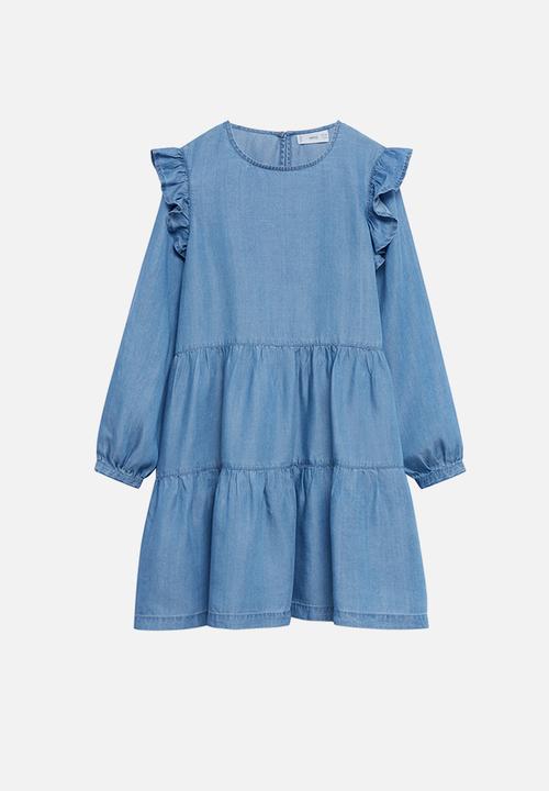 MANGO - Ruffled dress - blue
