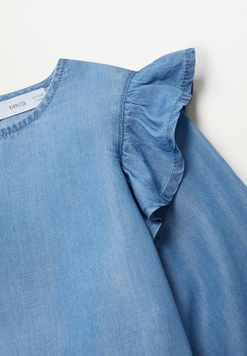 MANGO - Ruffled dress - blue