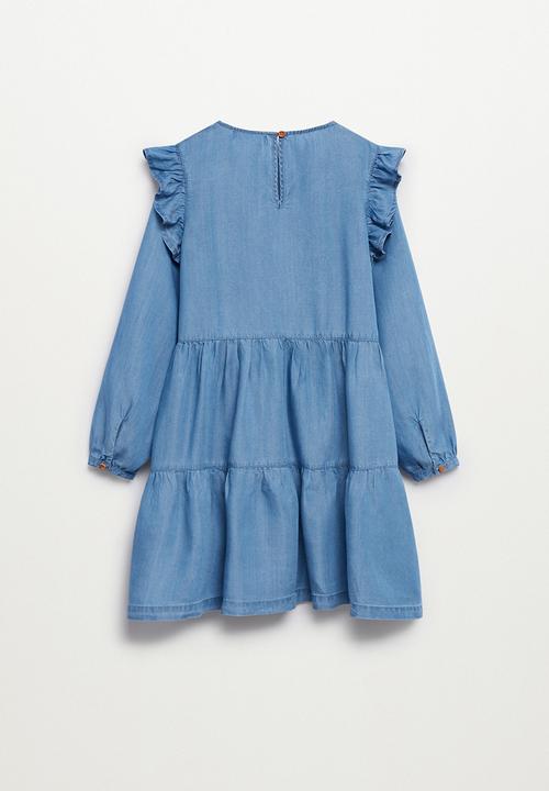 MANGO - Ruffled dress - blue