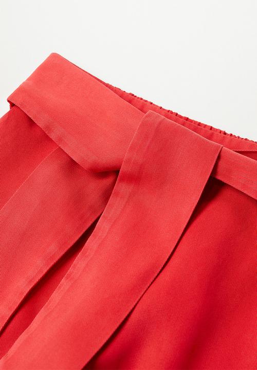 MANGO - Bowed high-waist shorts - red