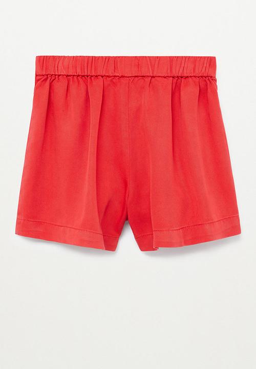 MANGO - Bowed high-waist shorts - red