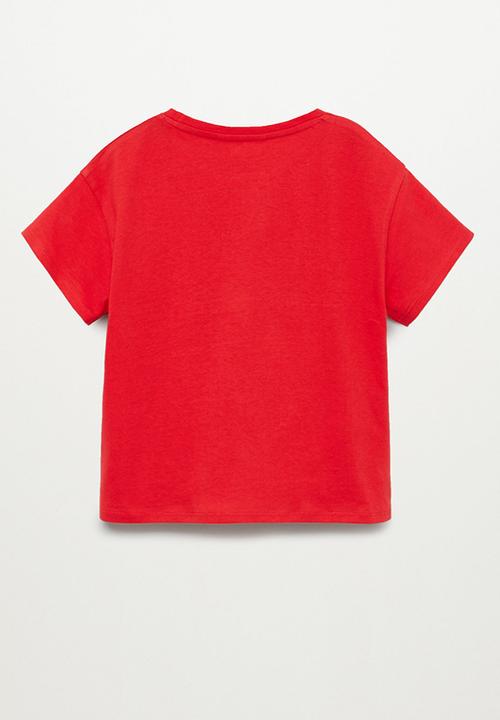 MANGO - Organic printed t-shirt - red