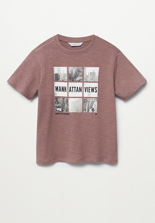 MANGO - T-shirt empire - burgundy 