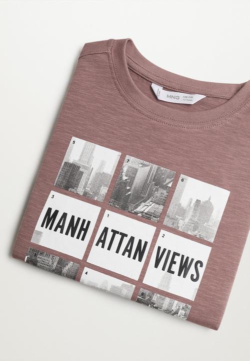 MANGO - T-shirt empire - burgundy 