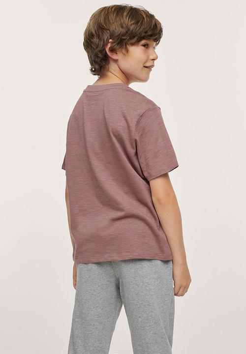 MANGO - T-shirt empire - burgundy 
