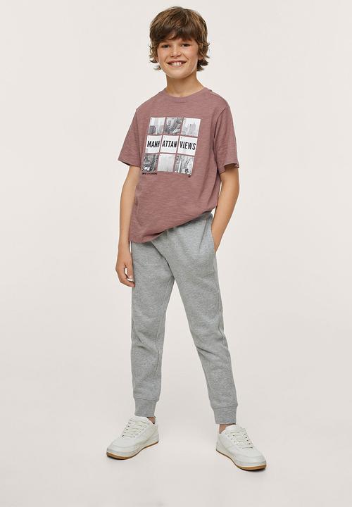MANGO - T-shirt empire - burgundy 