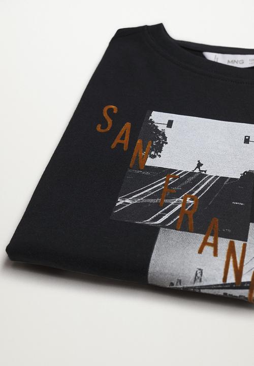MANGO - T-shirt scene - black