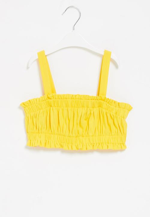 Rebel Republic - Girls elasticated crop top - yellow
