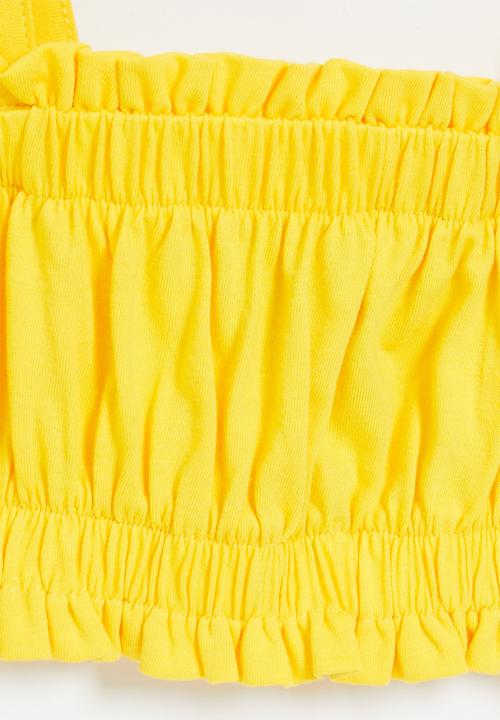 Rebel Republic - Girls elasticated crop top - yellow