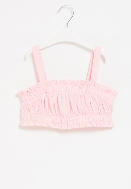 Rebel Republic - Girls elasticated crop top - light pink