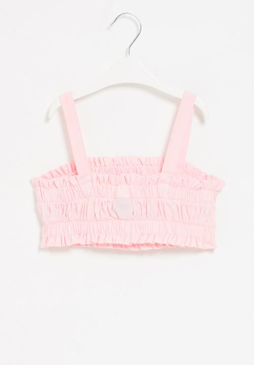 Rebel Republic - Girls elasticated crop top - light pink