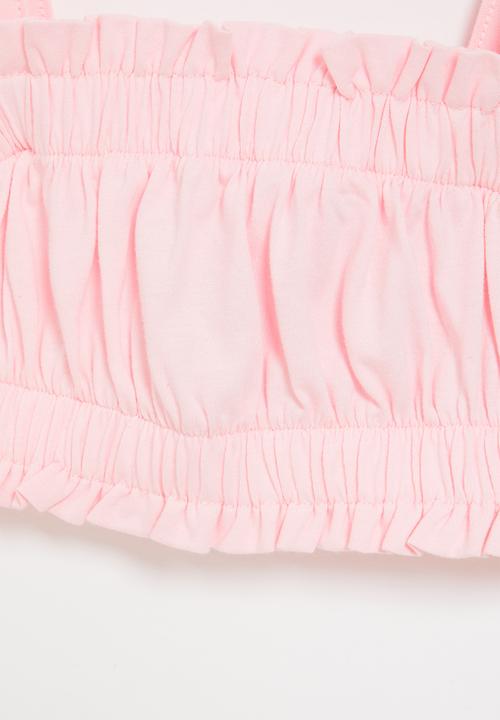 Rebel Republic - Girls elasticated crop top - light pink