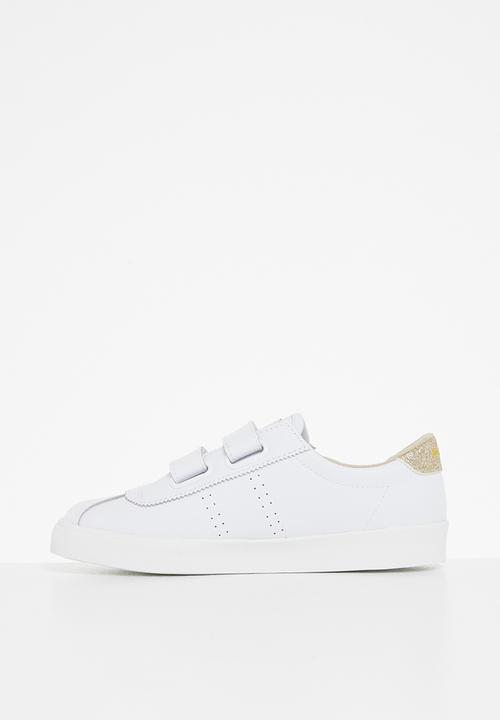 SUPERGA - 2843 velcro club s leather glitter - white