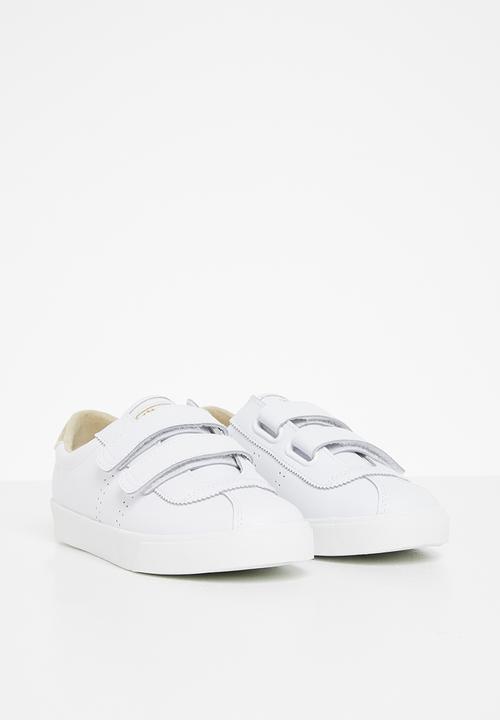 SUPERGA - 2843 velcro club s leather glitter - white