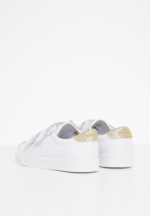 SUPERGA - 2843 velcro club s leather glitter - white