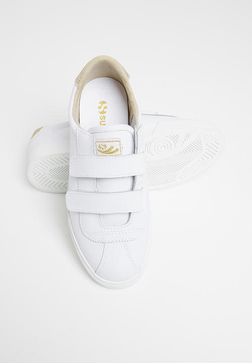 SUPERGA - 2843 velcro club s leather glitter - white