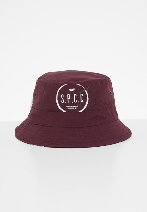 S.P.C.C - Ramsey reversible bucket hat - black & burgundy 