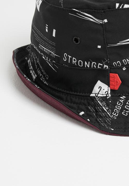 S.P.C.C - Ramsey reversible bucket hat - black & burgundy 