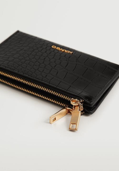 MANGO - Croc-effect wallet - black