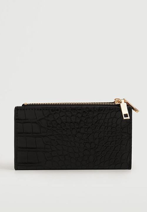 MANGO - Croc-effect wallet - black