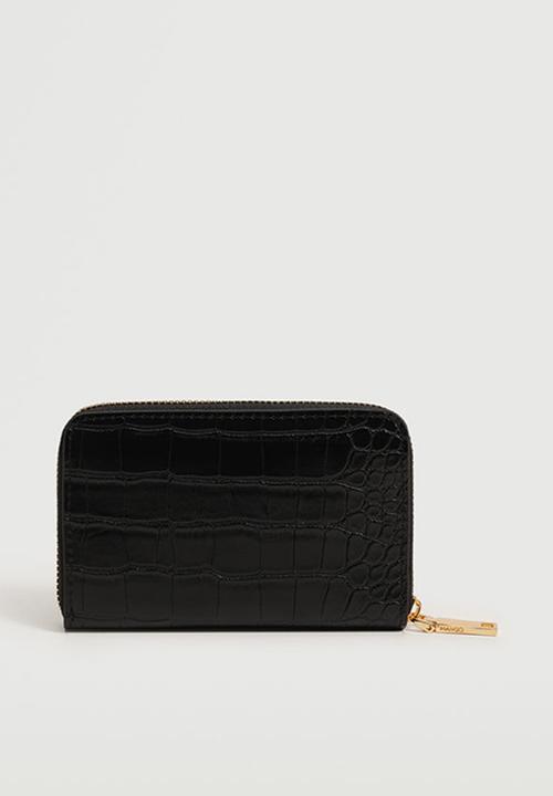 MANGO - Croc-effect wallet - black