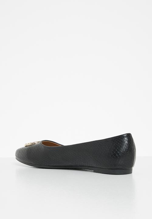 POLO - Bella faux snake metal pony pump - black