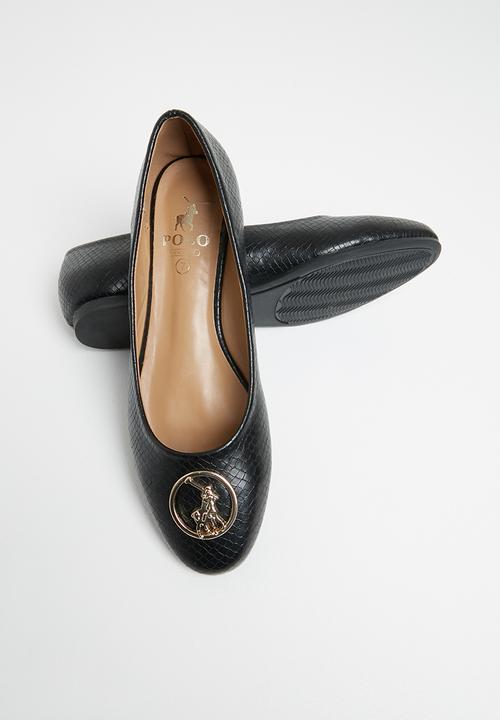 POLO - Bella faux snake metal pony pump - black