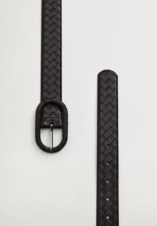 MANGO - Braided buckle belt - black