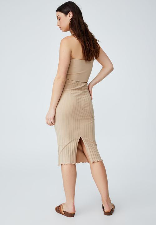Cotton On - Kym midi skirt - linen taupe