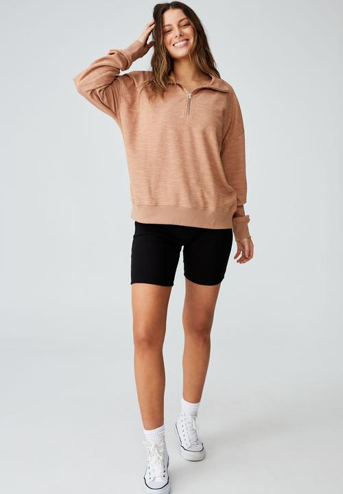 Cotton On - Summer collared 1/4 zip pullover - soft camel