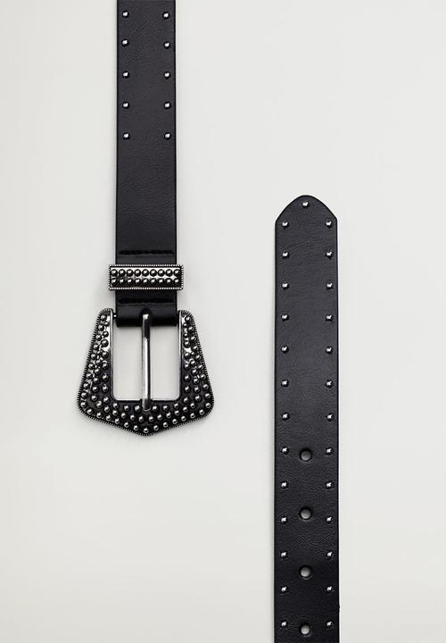 MANGO - Embossed buckle belt - black